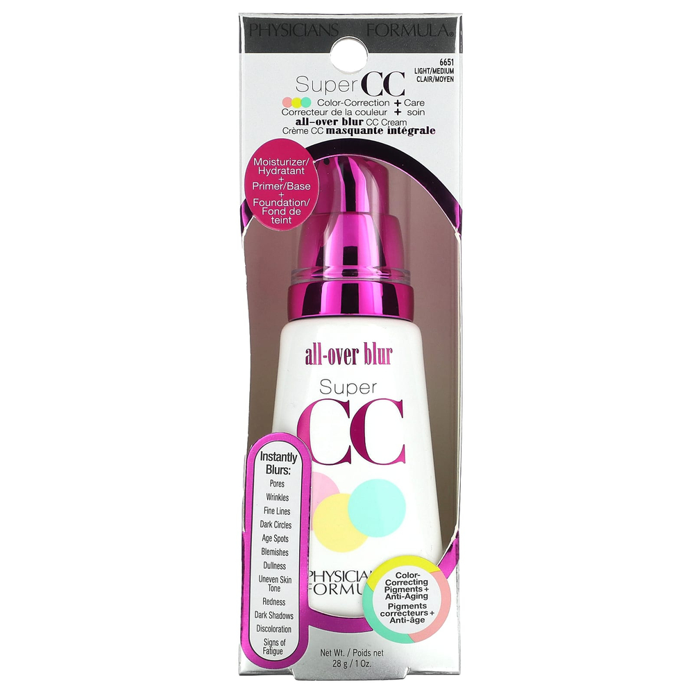 Physicians Formula, Super CC, универсальный CC-крем для пятен, оттенок 6651 светлый/средний, 28 г (1 унция)