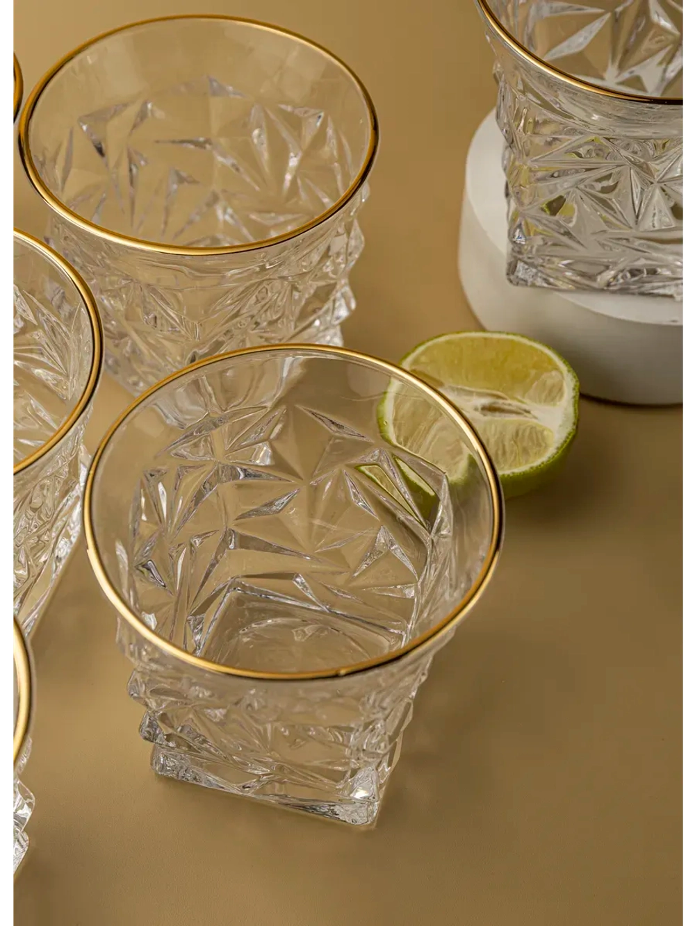 Набор бокалов кристалл, 300 мл. 6 шт. с золотой каймой