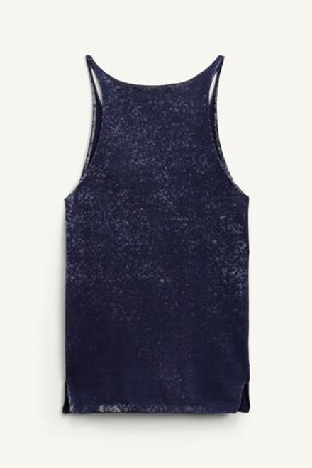 ZARA ТОП С КРУГЛЫМ ВЫРЕЗОМ, ТЕМНО-СИНИЙ