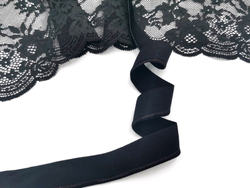 Отделочная резинка (Турция) с блестящим краем, 23 мм, черная (Арт: OTR530/23T-170), м