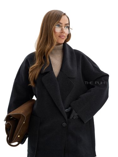 Черное двубортное пальто без подкладки