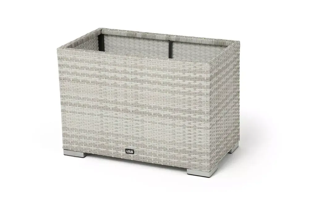 "Лунго" кашпо для цветов большое плетеное из искусственного ротанга, цвет бежевый