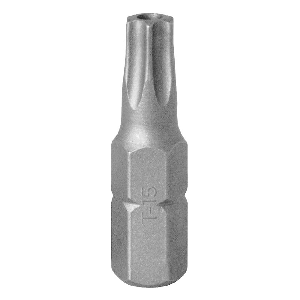KING TONY (102515U) Вставка (бита) торцевая 1/4", L = 25 мм, TORX с отверстием, T15