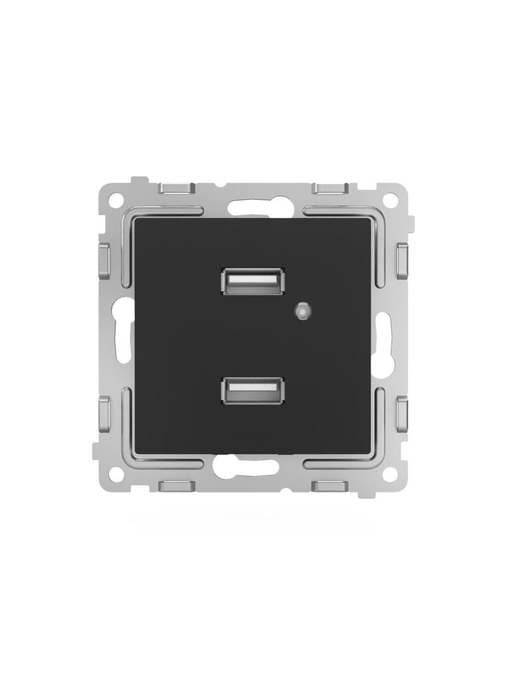 Розетка 2-м USB СП Pixel тип A+A 5В 1х2.1А 2х1.05А механизм карбон TOKOV ELECTRIC TKE-PX-2USB-C14