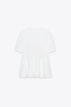 ZARA ФУТБОЛКА С БАСКОЙ, БЕЛЫЙ