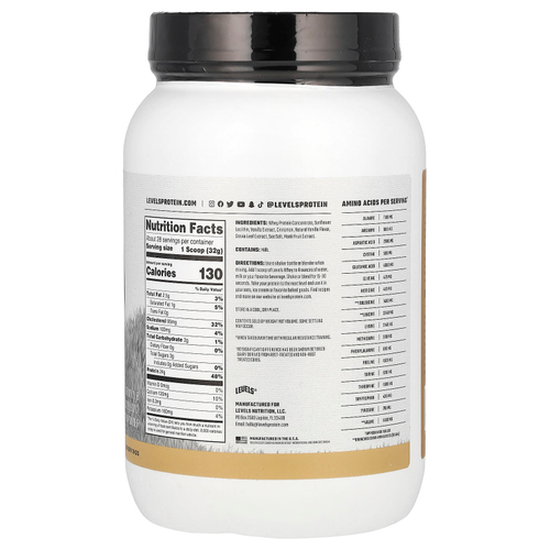 Levels, Порошок из сывороточного протеина от травяного откорма, ваниль и корица, 907 г (2 фунта)