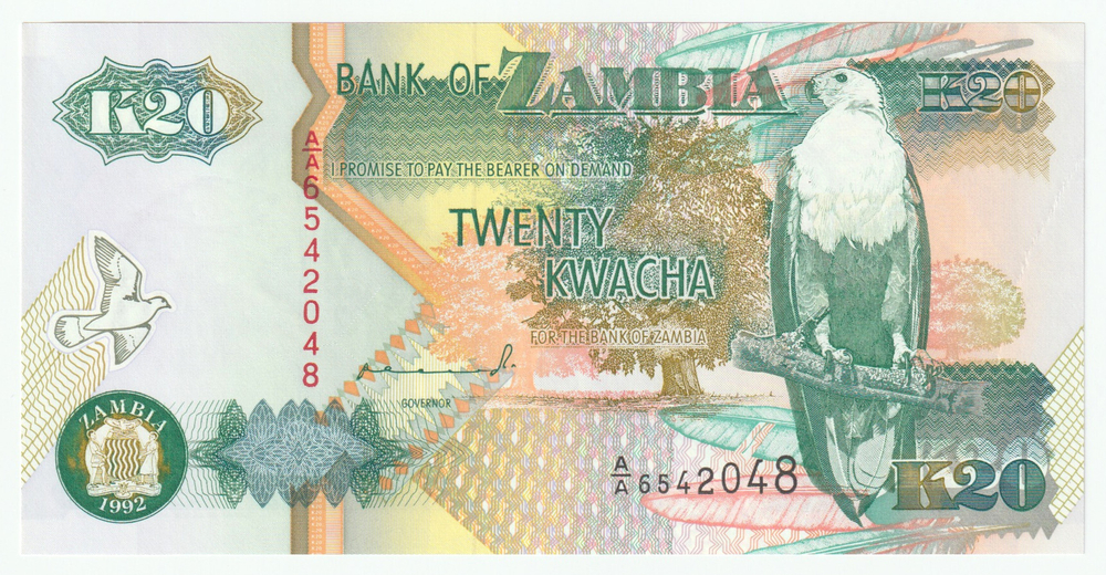 Zambia, 20 Kwacha, 1992, UNC