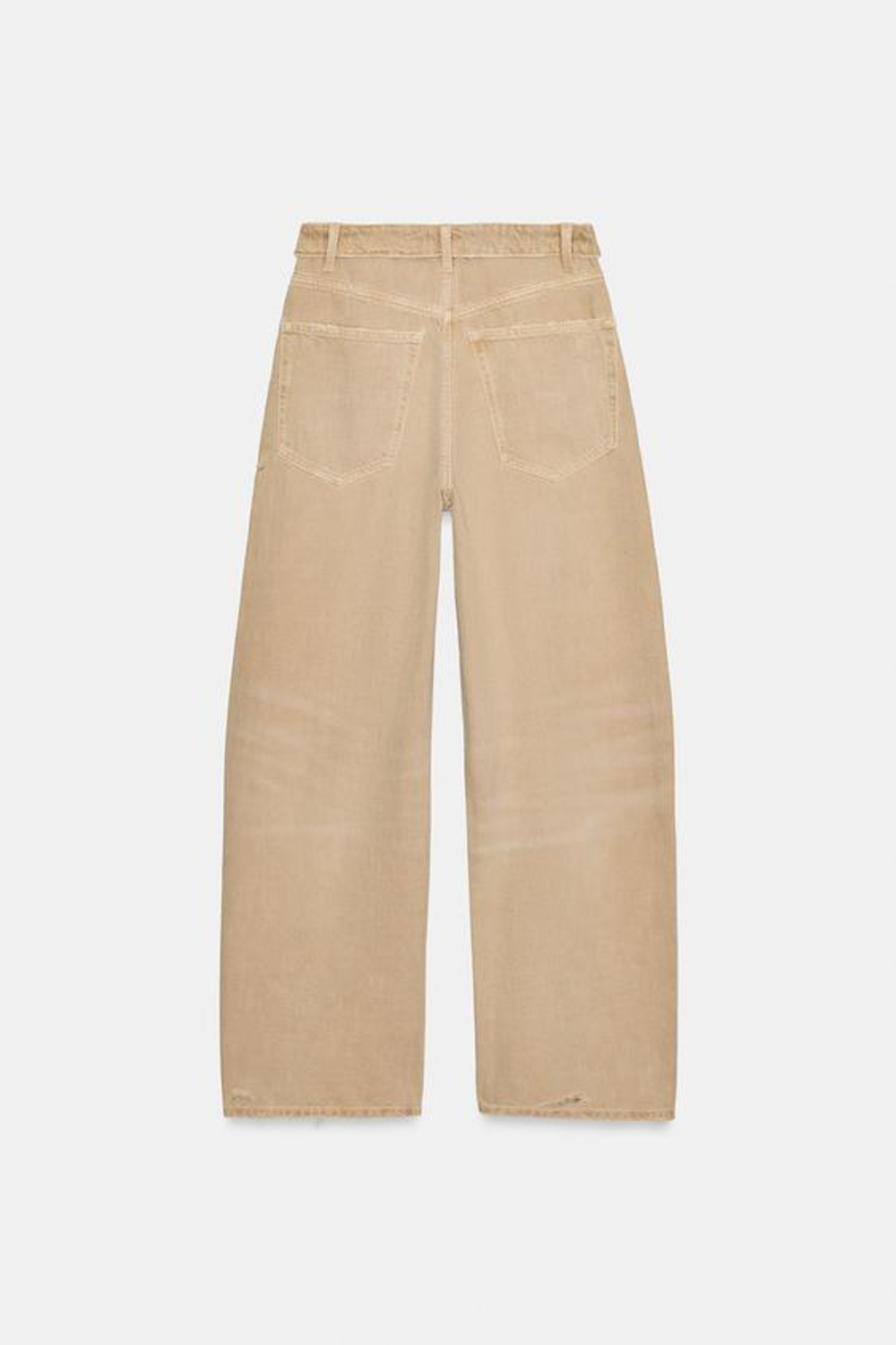 ZARA ДЖИНСЫ TRF СО СРЕДНЕЙ ПОСАДКОЙ И ОТЛОЖНЫМ ПОЯСОМ, РЫЖЕВАТО-КОРИЧНЕВЫЙ