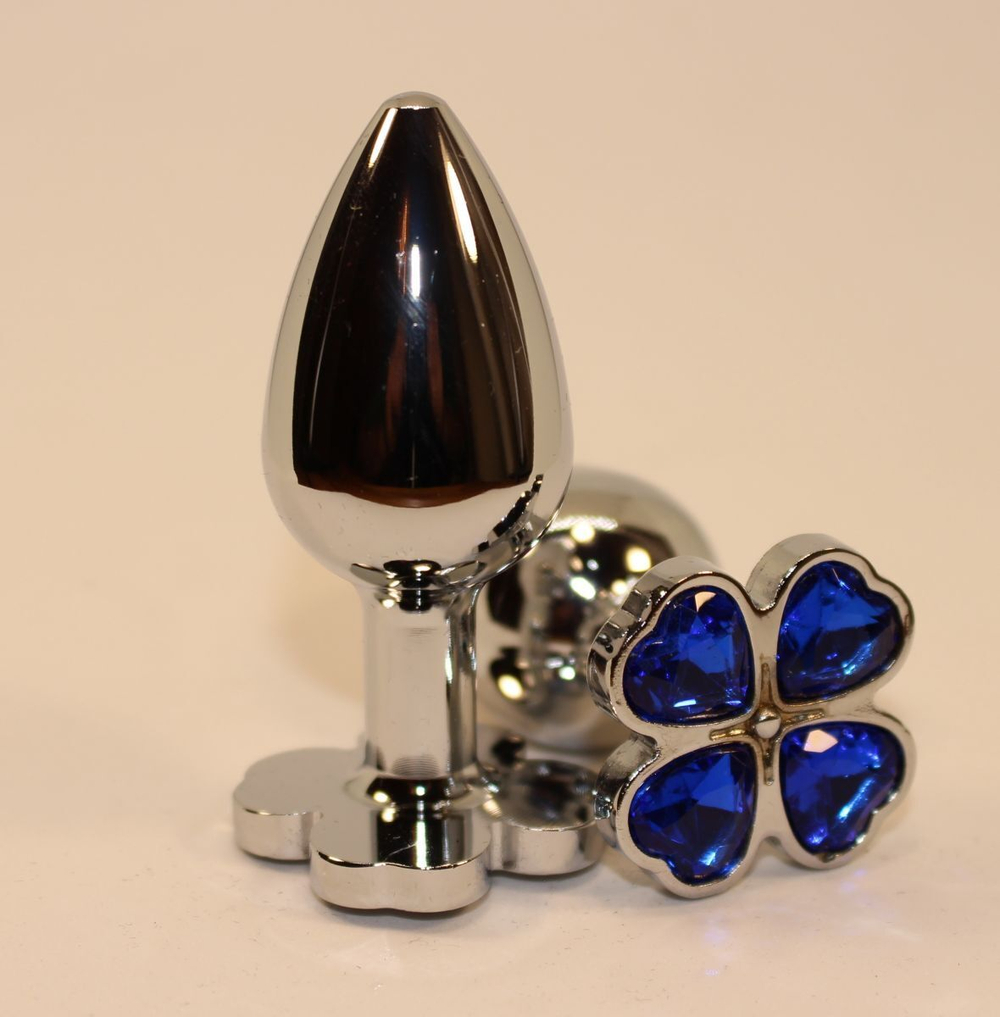 Серебристая пробка с цветком из синих сердечек - 7 см. (Цвет: синий)