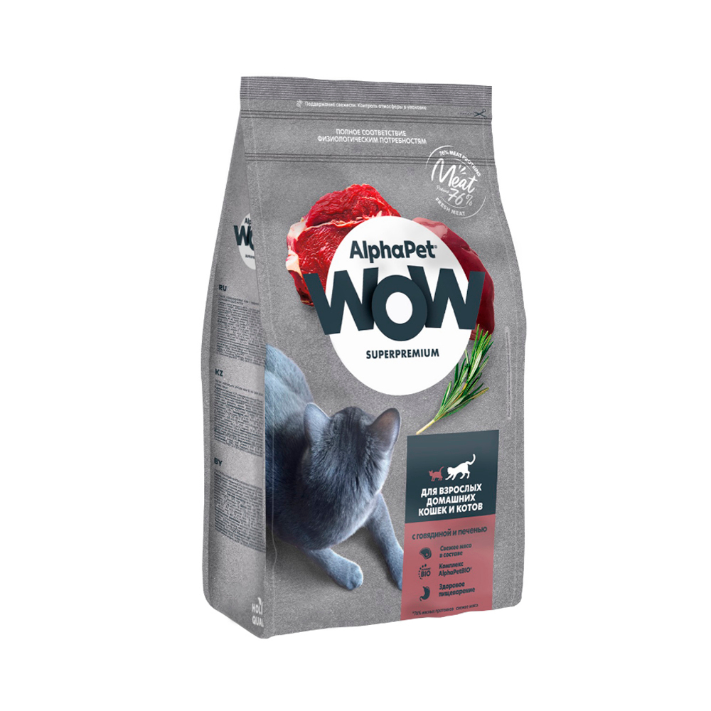 AlphaPet WOW Adult для кошек с говядиной и печенью 750гр.