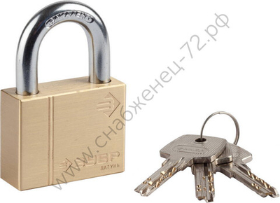 ЗУБР 50 мм, латунный корпус, навесной замок (37299-50)