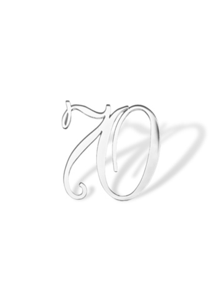 Топпер на торец "70" 5,5 см, каллигр. акрил серебро