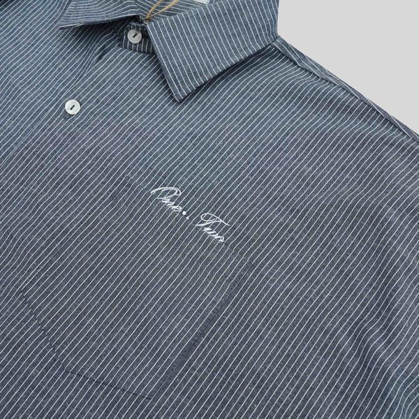 Рубашка Oversized Striped Shirt Dirty-Blue - фото 13