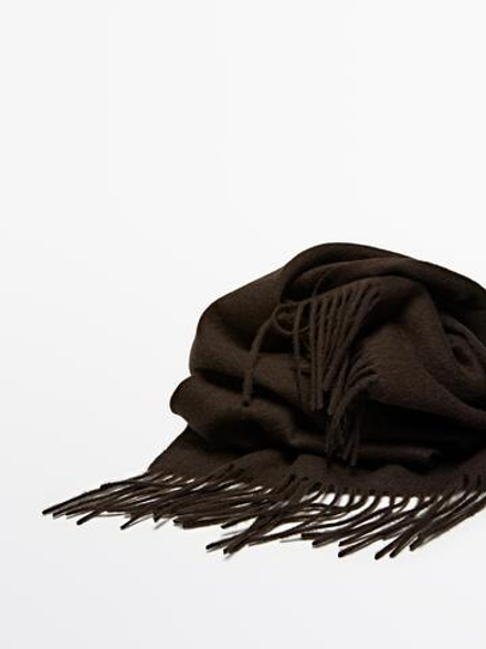 Massimo Dutti Шарф из смесовой шерсти, коричневый