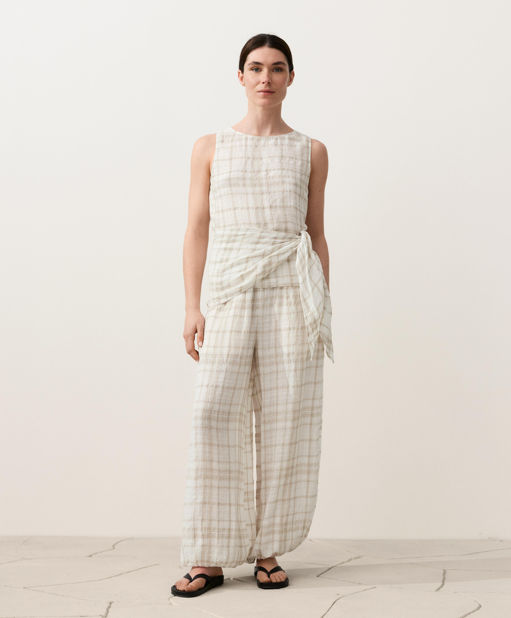 OYSHO Свободные брюки из 100% льна, экрю