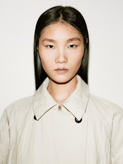 Massimo Dutti Длинное объемное пальто-тренч из хлопчатобумажной смеси - Limited Edition, кремовый