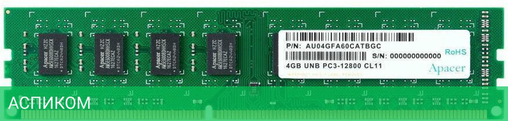 Оперативная память Apacer 4GB DDR3 1600Mhz (DS.04G2K.KAM)