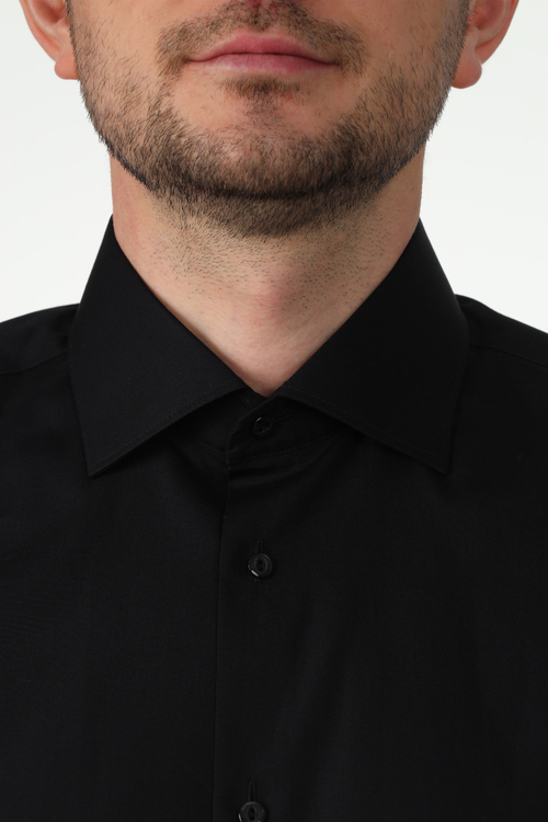 Сорочка мужская VESTER длинный рукав, цвет черный, хлопок/пэ 515142