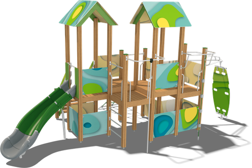 Детский городок Кижи (стойки дуб, паттерн Papercut)