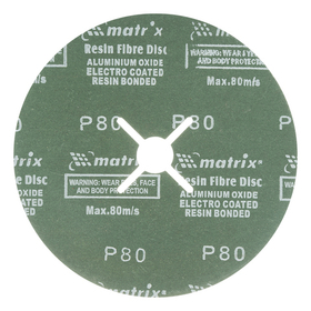 Круги фибровые 5 шт, Р 80, 180 х 22 mm Matrix 73922