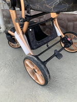 Коляска-трансформер Sweet Kids 608 3в1 Чёрный текстиль на золотой раме