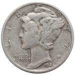 1 дайм (10 центов) 1944. США VF (Меркурий) Серебро