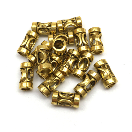 Бусины - трубочки 9х5 мм (20 шт) под золото