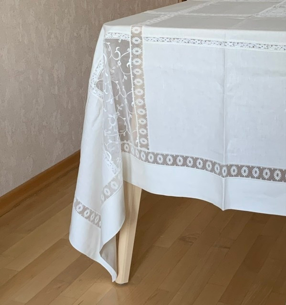 Скатерть 180x300 и 12 салфеток Palombella PM Elite молочные