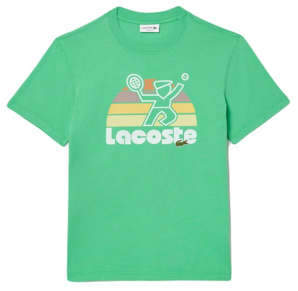 Мужская теннисная футболка Lacoste Washed Effect Tennis Print T-Shirt - green