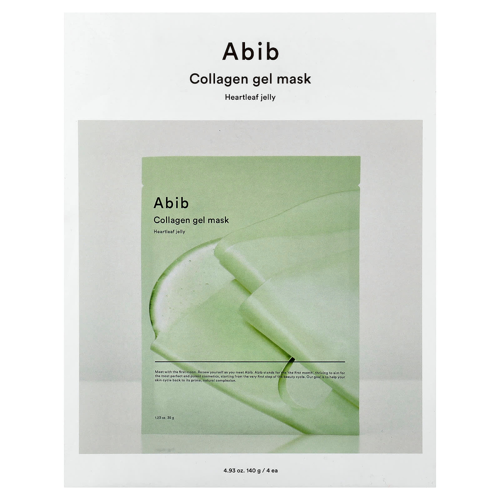 Abib, гелевая косметическая маска с коллагеном, сердечный лист, 4 шт. по 35 г (1,23 унции)
