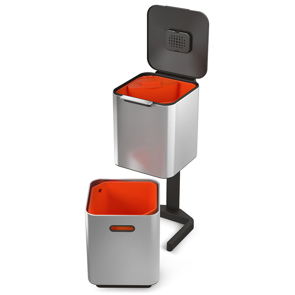 Контейнер для мусора с двумя баками Totem Compact 40 л нержавеющая сталь, Joseph Joseph