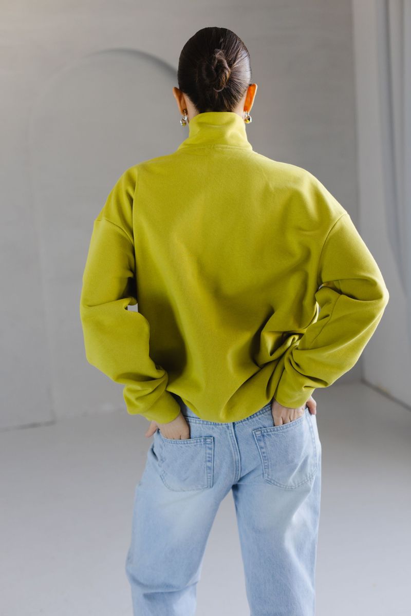 Анорак из трикотажа с молнией салатовый