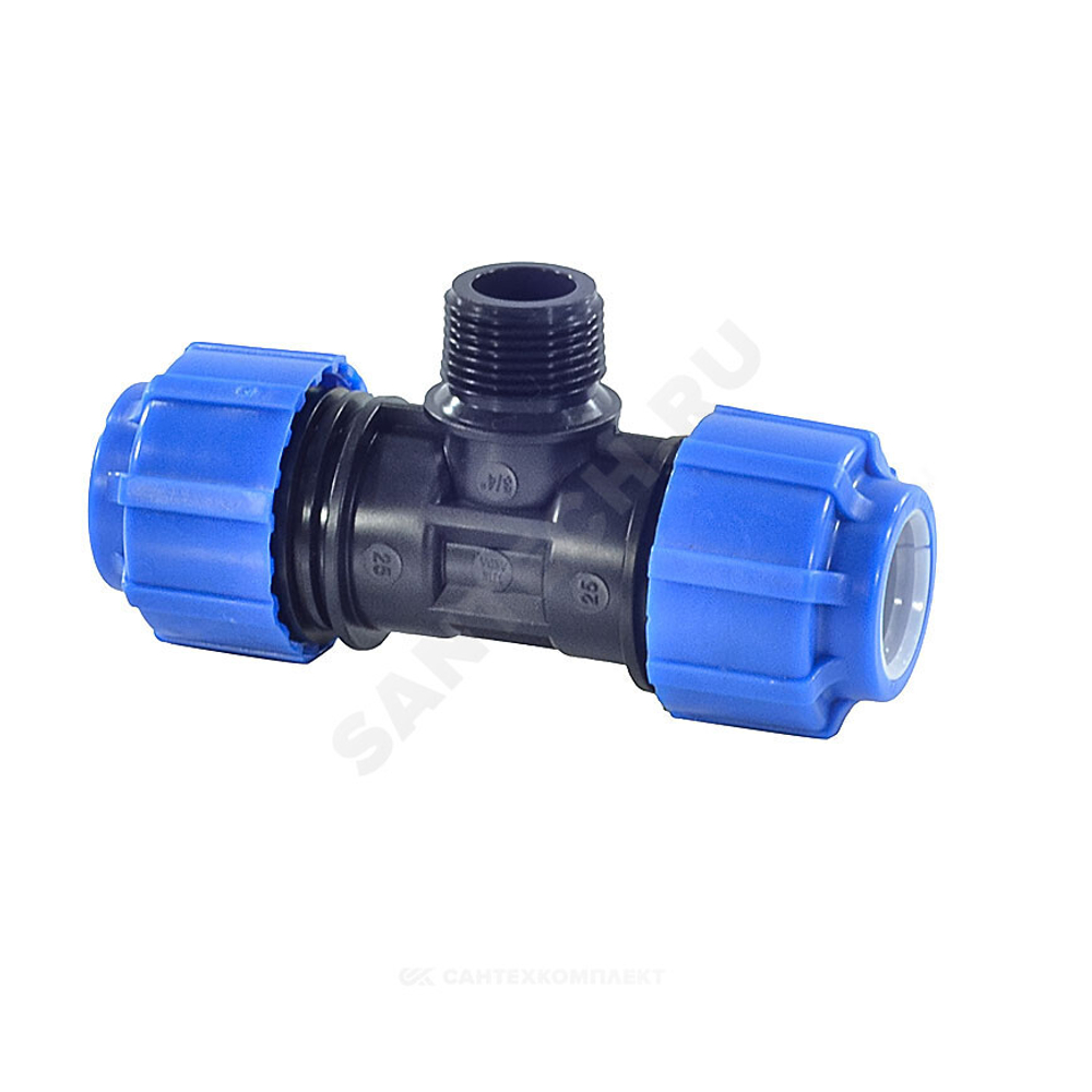 Тройник компрессионный ПЭ Дн 25х1/2"х25 НР Ру16 ТПК-АКВА 51251225