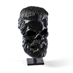 Бородатый череп фигурка для декора интерьера, арт-объект, коллекционный предмет, 3D печать, черный 12 см.