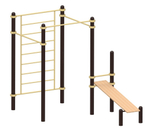 Спортивный комплекс №64, шведская стенка, три турника и скамья для пресса, 3100*2250*2700 мм., D=89 мм.
