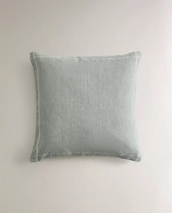 ZARA HOME ЛЬНЯНАЯ НАВОЛОЧКА ДЛЯ ДЕКОРАТИВНОЙ ПОДУШКИ, СИНИЙ