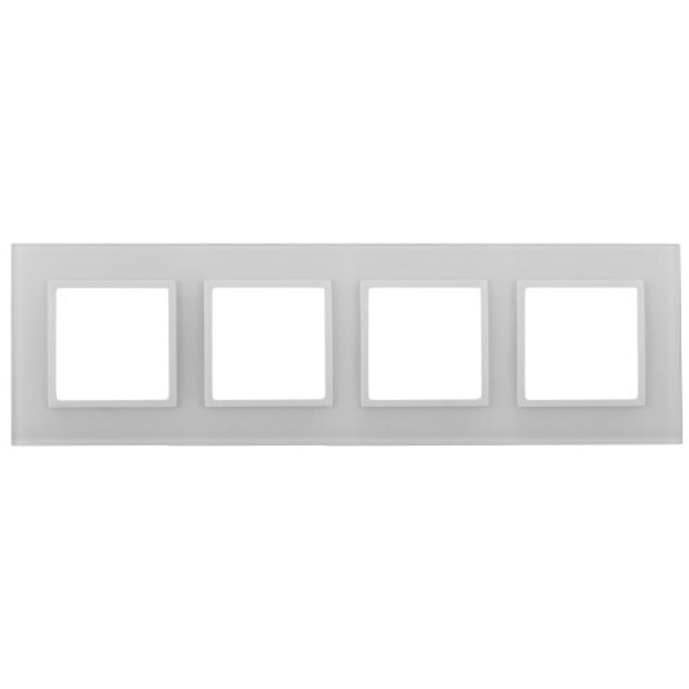 Рамка для розеток и выключателей ЭРА Elegance 14-5104-01 на 4 поста, стекло, Эра Elegance, белый+белый | Elegance Белый