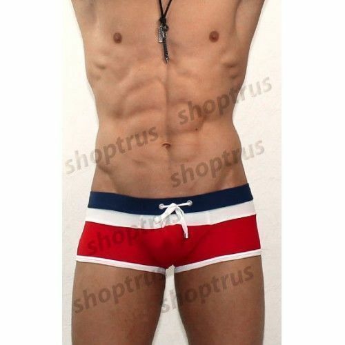 Мужские плавки с красной, белой и синей полосой SEOBEAN Swimsuit