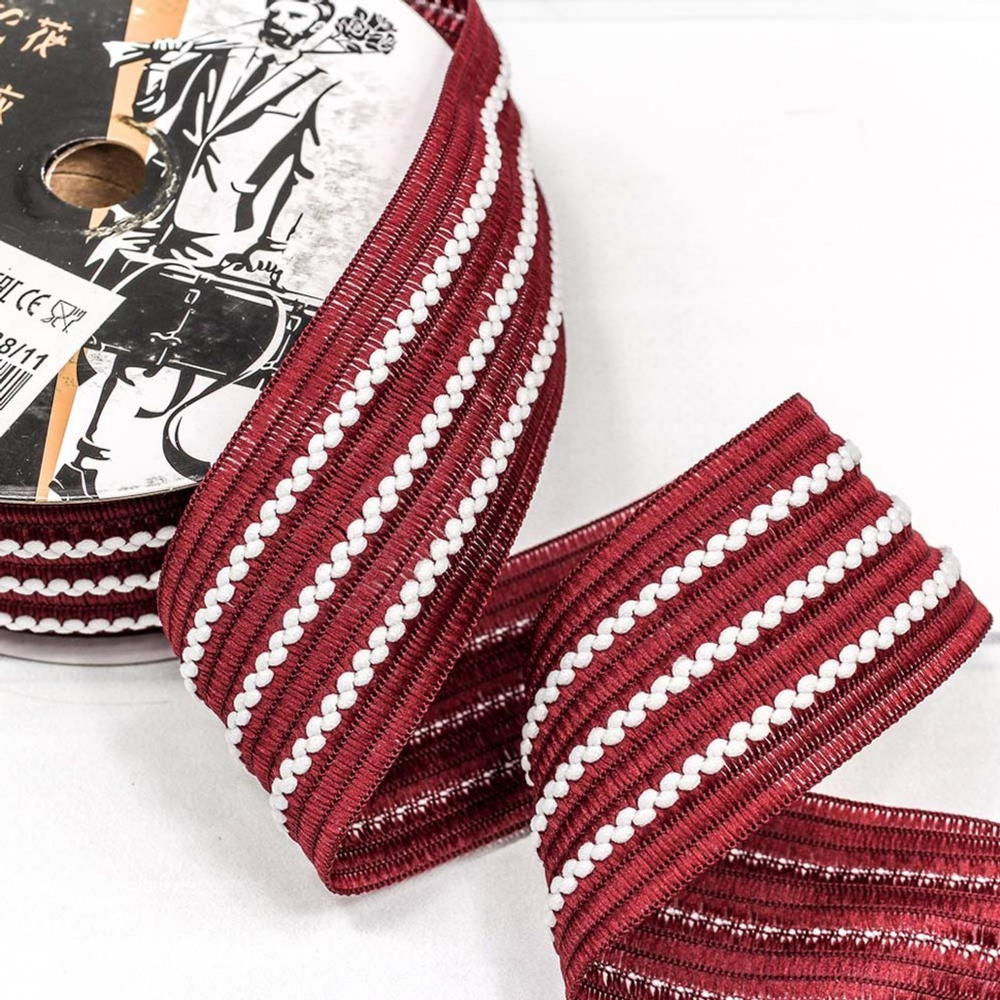 Лента Полиэстер 3,8см х 20м с зигзагом (Красный)