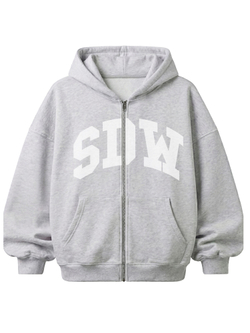 Худи-zip "SDW" в цвете серый меланж