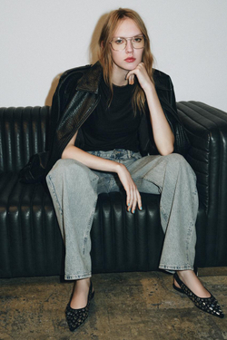 ZARA ТУФЛИ-МЮЛИ С ЗАКЛЕПКАМИ, ЧЕРНЫЙ