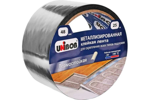 Клейкая лента металлизированная для скрепления подложек 48мм*25м UNIBOB