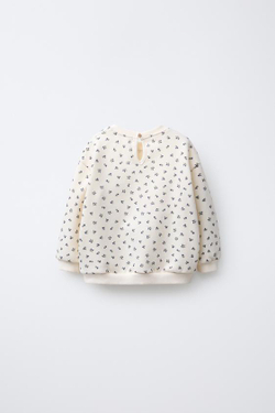 ZARA ТОЛСТОВКА С ПРИНТОМ, ЭКРЮ/СИНИЙ