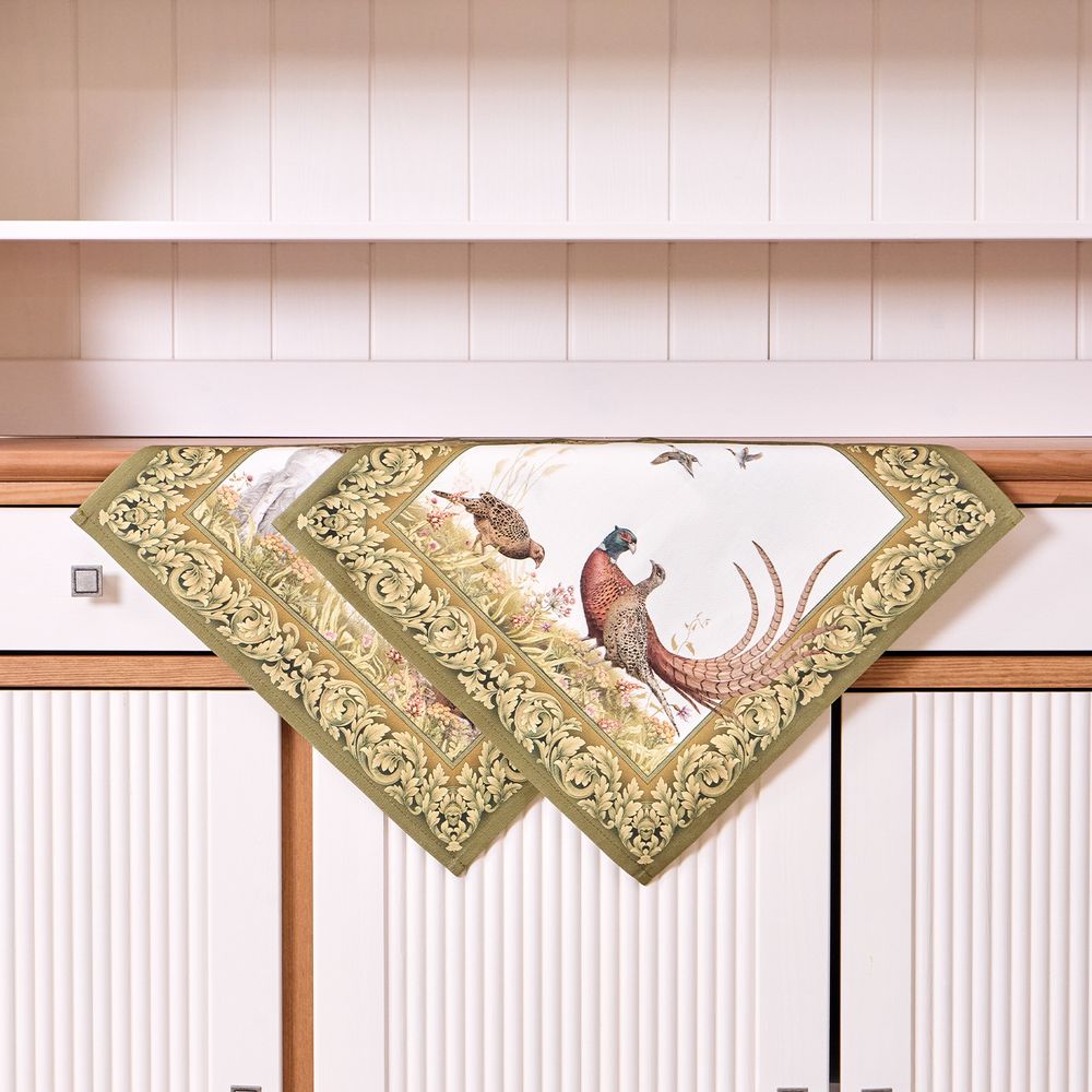 НАБОР САЛФЕТОК ИЗ 2-Х ШТ "ОХОТА" 40Х40СМ, ТВИЛ,100% ХЛОПОК, СОБАКА