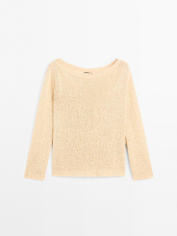 Massimo Dutti Свитер с вырезом «лодочка», ванильный