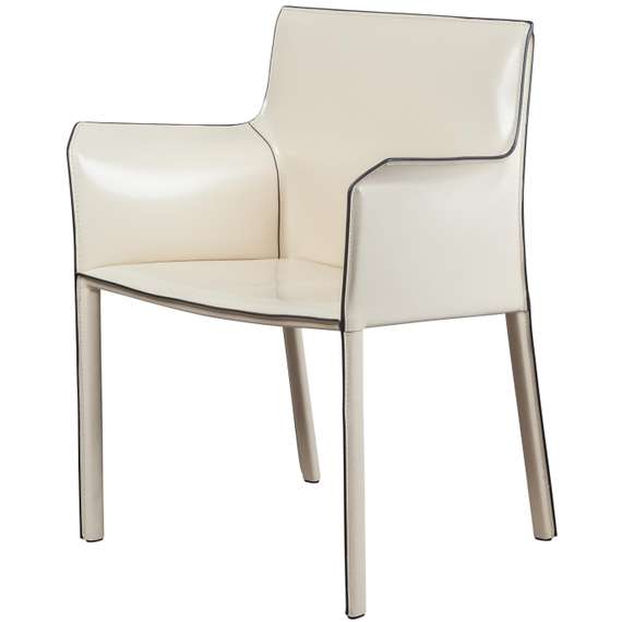 Стул с подлокотниками Barrie бежевая кожа