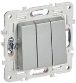SKANDY Выключатель 3-клавишный 10А SK-V11S серебряный IEK