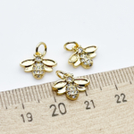 Подвеска Пчела, позолота, фианиты, размер 12*10 мм, цена за 1 шт