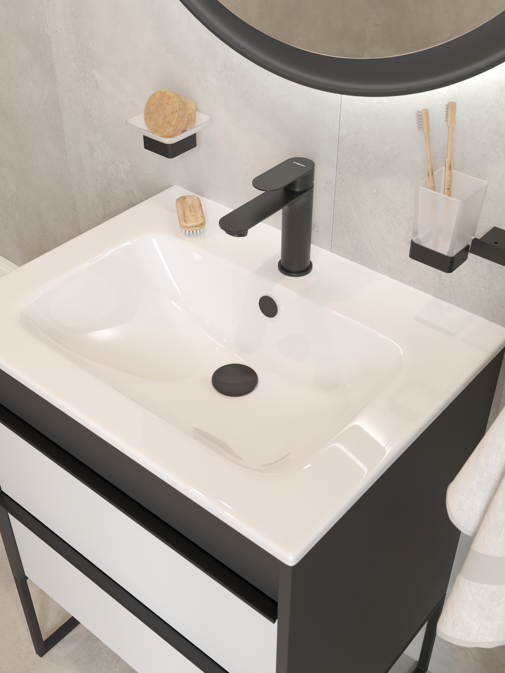 Смеситель для раковины STWORKI Вестфолл S08010BK матовый черный