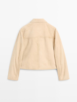 Massimo Dutti Короткая замшевая куртка, бежевый